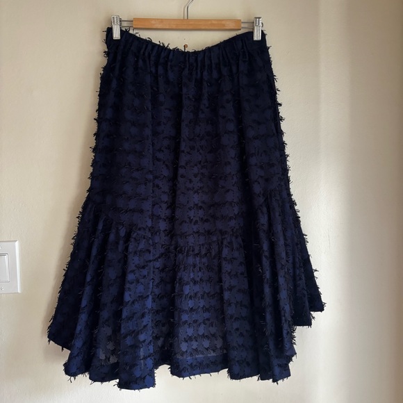 Anthropologie Maeve Miranda Textured Navy Blue A-Line Midi Skirt M - Picture 2 of 8